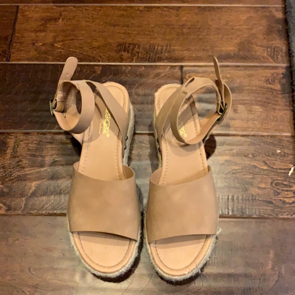 Espadrille ankle wrap around buckle sandal